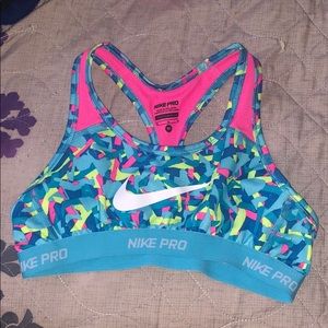 girls nike pro multicolored sports bra